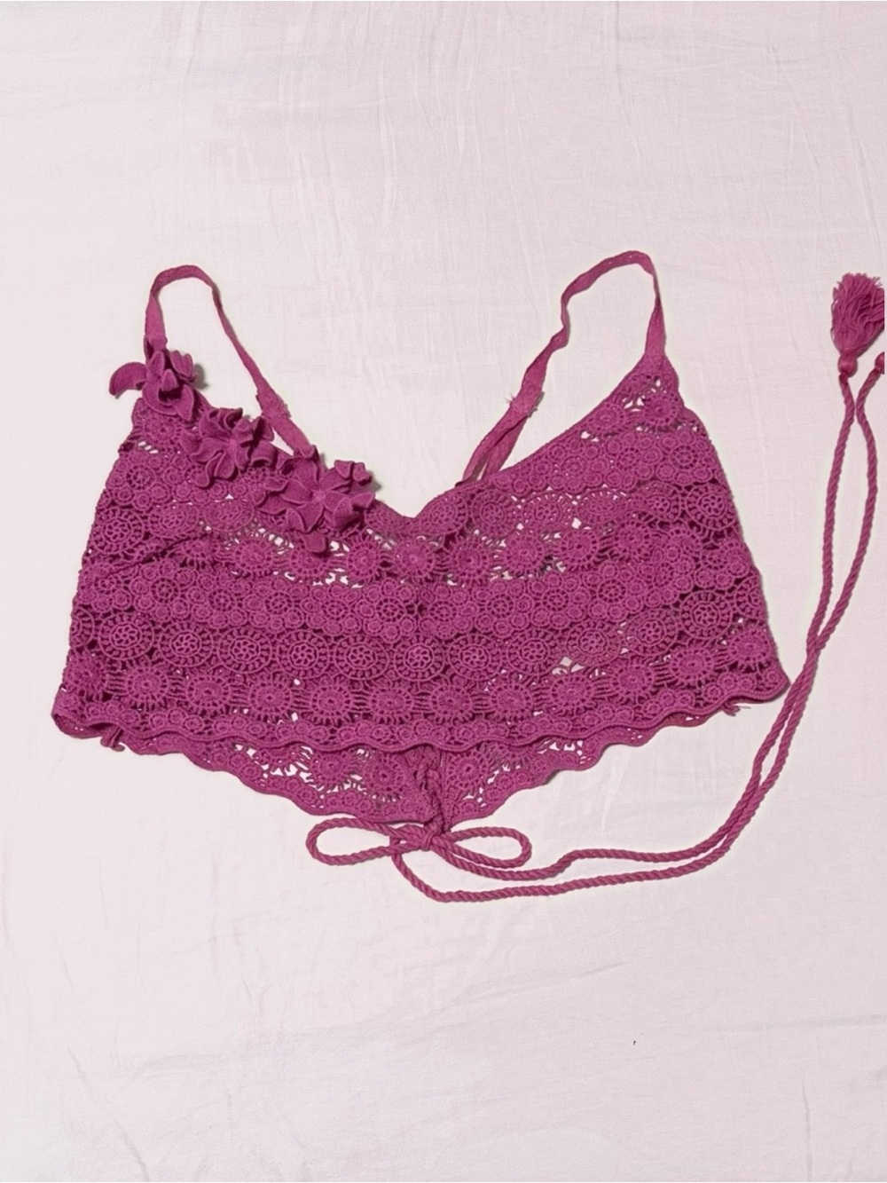 Free People Bralette Gypset Longline Crochet